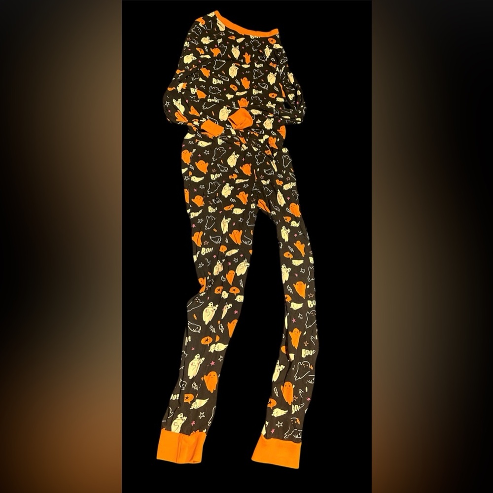 George Halloween children’s pajama set size large (10-12) black orange ghosts
